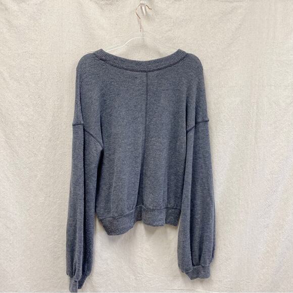 Free People Beach TGIF Pullover Sweater In Slate Gray Size Small - Picture 8 of 13